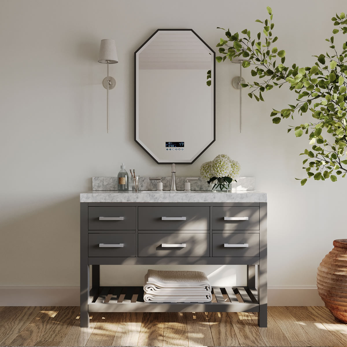 Elizabeth 48" Solid Wood Vanity - 4 Designer Finishes & Italian Carrara Marble - by Ancerre Designs