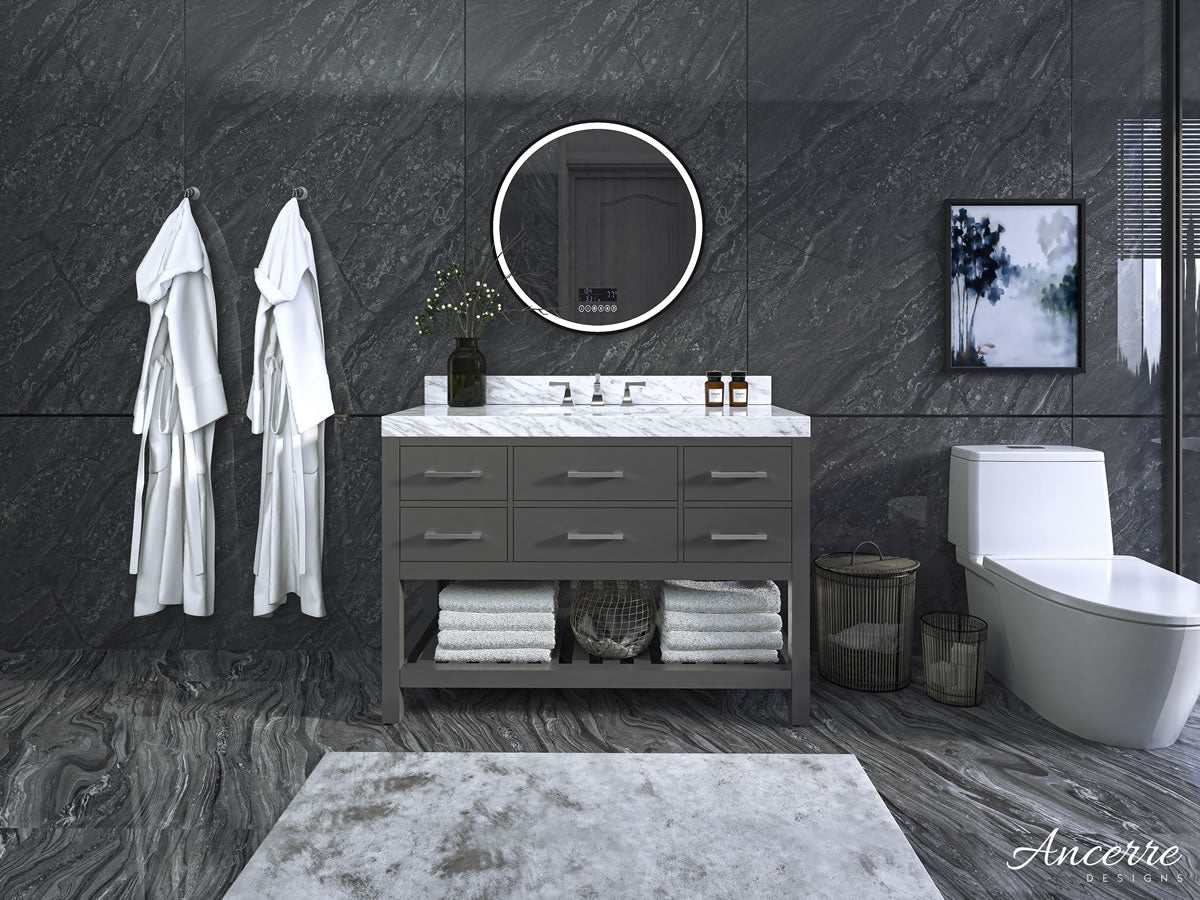 Elizabeth 48" Solid Wood Vanity - 4 Designer Finishes & Italian Carrara Marble - by Ancerre Designs