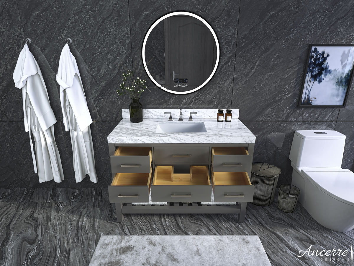 Elizabeth 48" Solid Wood Vanity - 4 Designer Finishes & Italian Carrara Marble - by Ancerre Designs