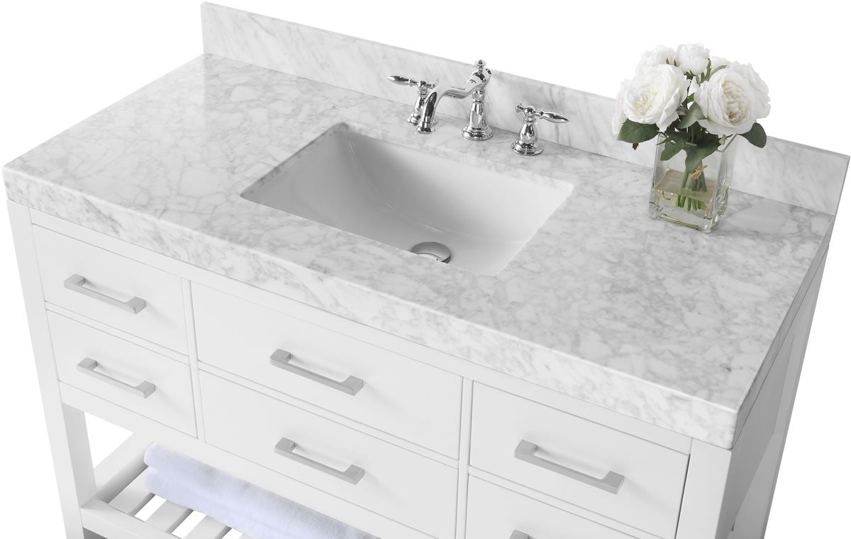 Elizabeth 48" Solid Wood Vanity - 4 Designer Finishes & Italian Carrara Marble - by Ancerre Designs