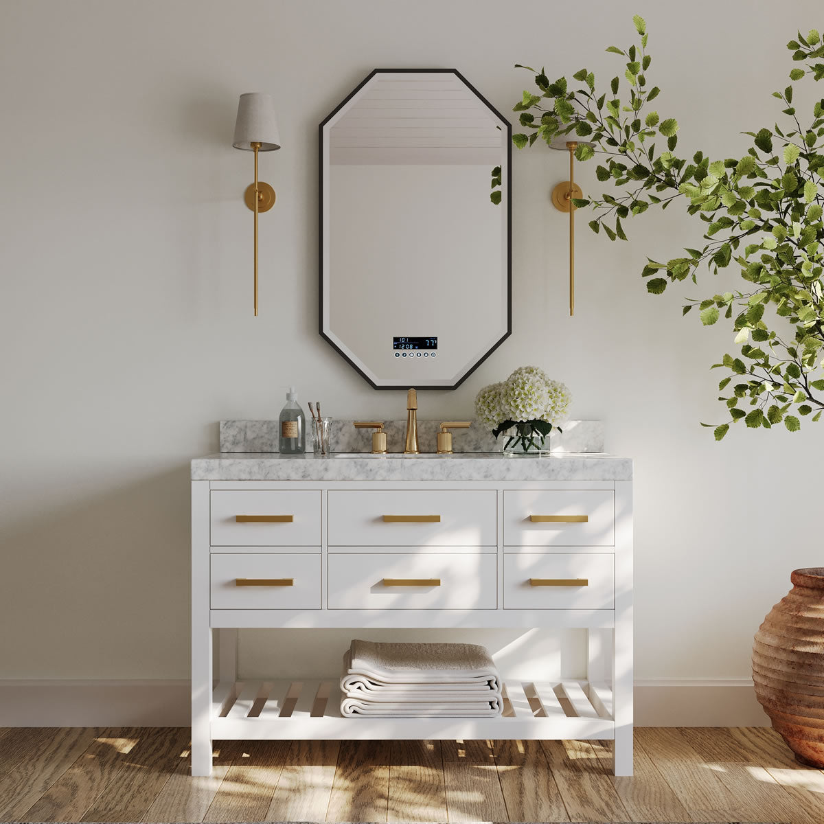 Elizabeth 48" Solid Wood Vanity - 4 Designer Finishes & Italian Carrara Marble - by Ancerre Designs