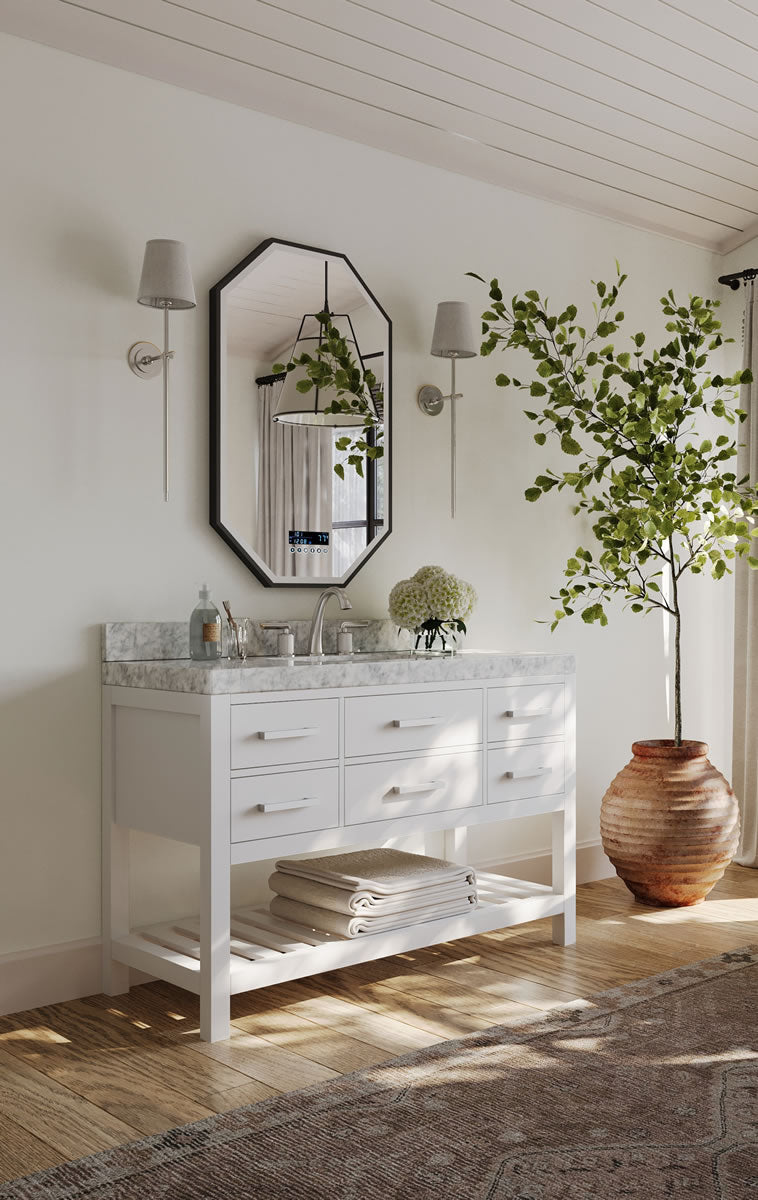 Elizabeth 48" Solid Wood Vanity - 4 Designer Finishes & Italian Carrara Marble - by Ancerre Designs