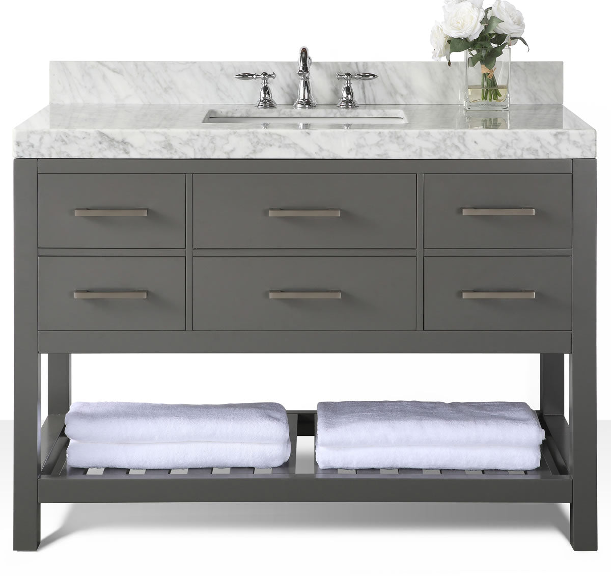 Elizabeth 48" Solid Wood Vanity - 4 Designer Finishes & Italian Carrara Marble - by Ancerre Designs