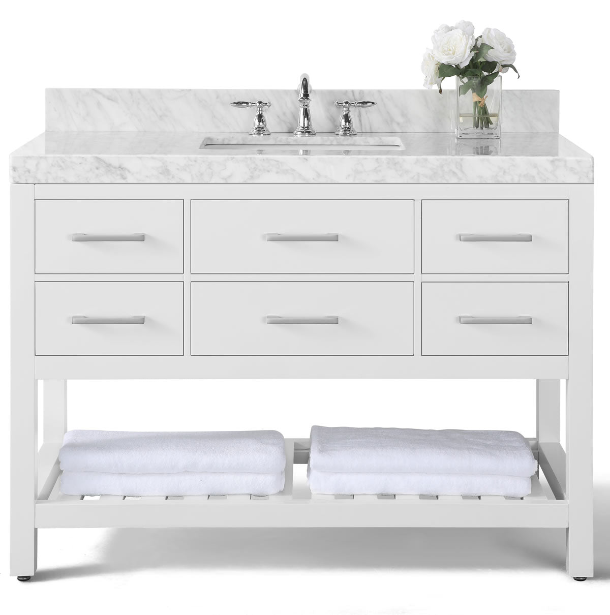Elizabeth 48" Solid Wood Vanity - 4 Designer Finishes & Italian Carrara Marble - by Ancerre Designs