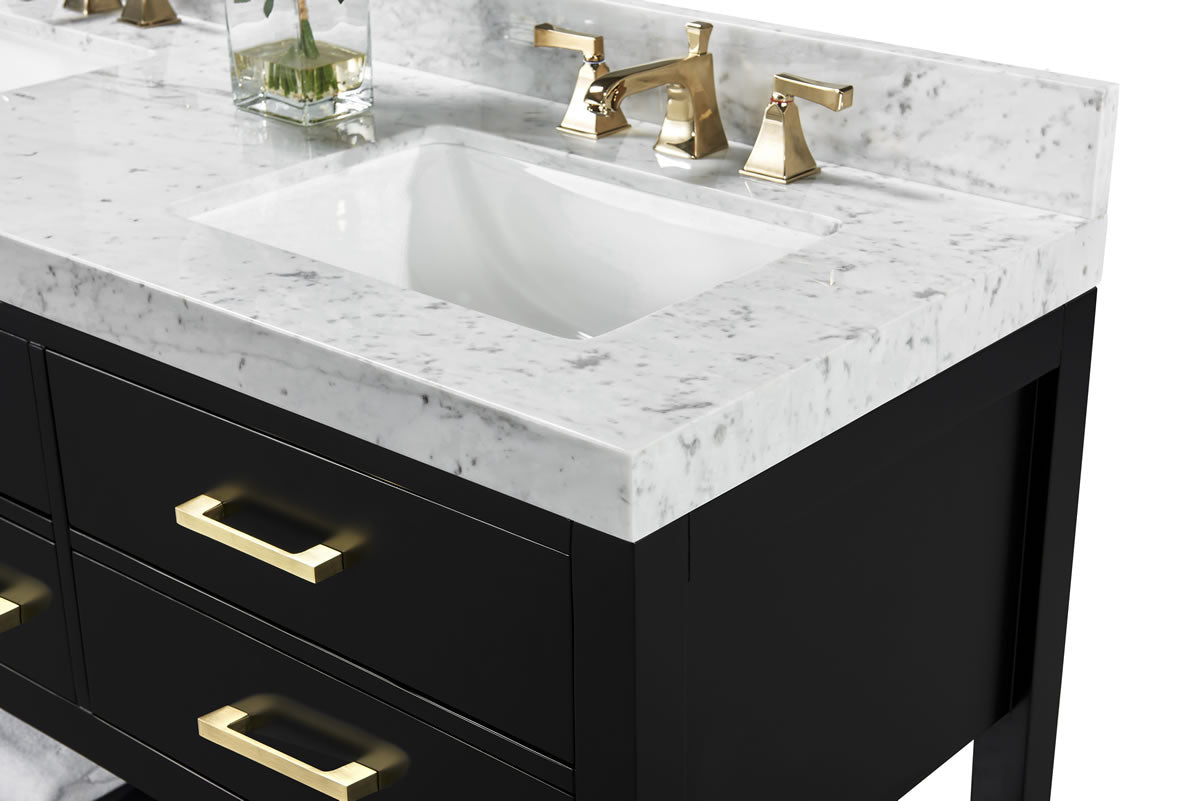 Elizabeth 60" His & Hers Dual-Sink Vanity with Italian Carrara Marble Top - by Ancerre Design