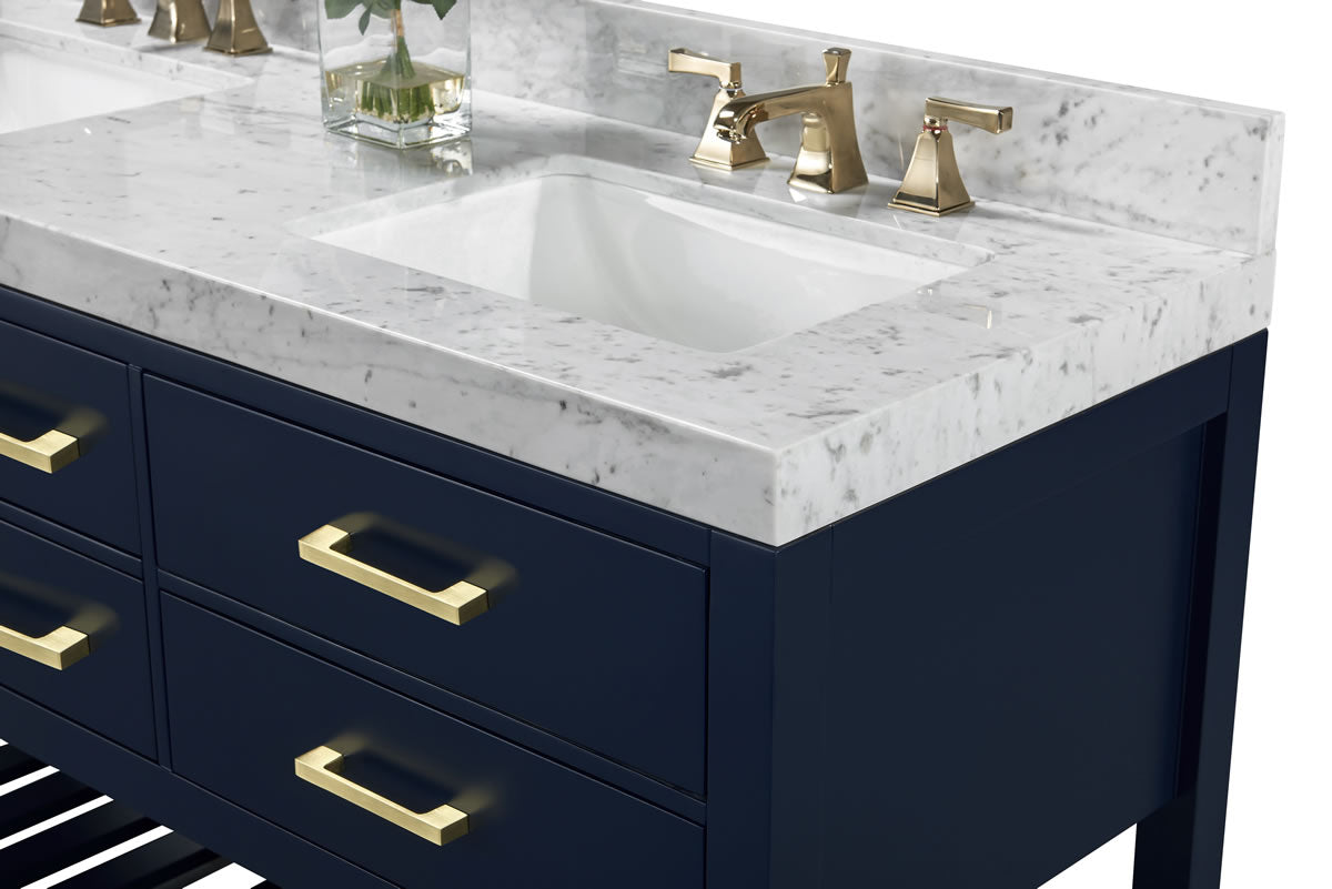 Elizabeth 72" Dual Sink His & Hers Vanity with Italian Carrara Marble Top - by Ancerre Design