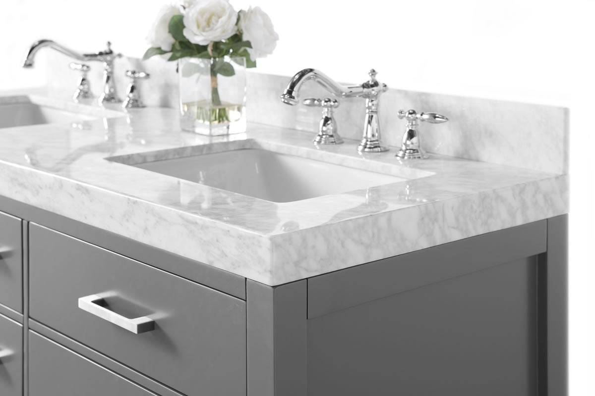 Elizabeth 60" His & Hers Dual-Sink Vanity with Italian Carrara Marble Top - by Ancerre Design