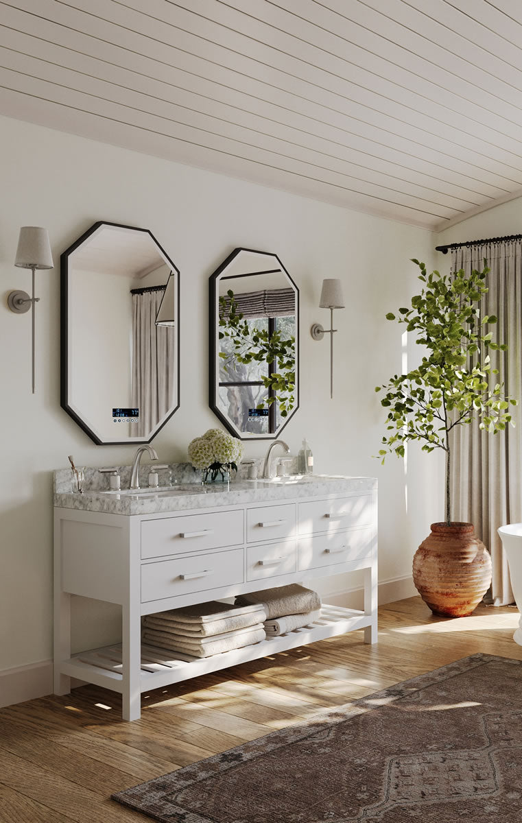 Elizabeth 72" Dual Sink His & Hers Vanity with Italian Carrara Marble Top - by Ancerre Design