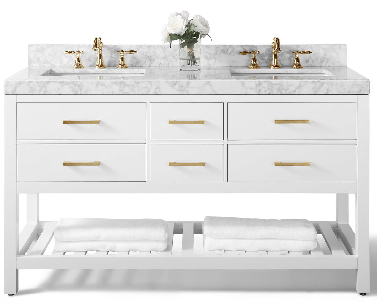 Elizabeth 72" Dual Sink His & Hers Vanity with Italian Carrara Marble Top - by Ancerre Design