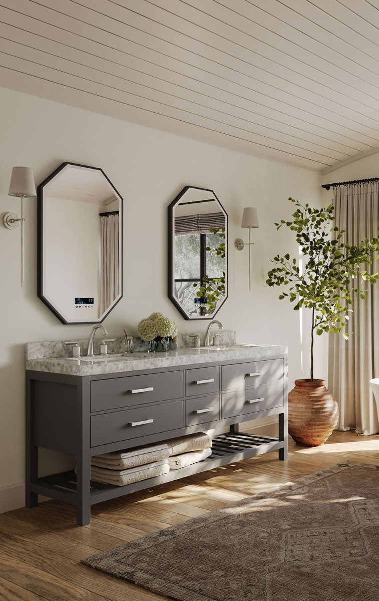 Elizabeth 72" Dual Sink His & Hers Vanity with Italian Carrara Marble Top - by Ancerre Design