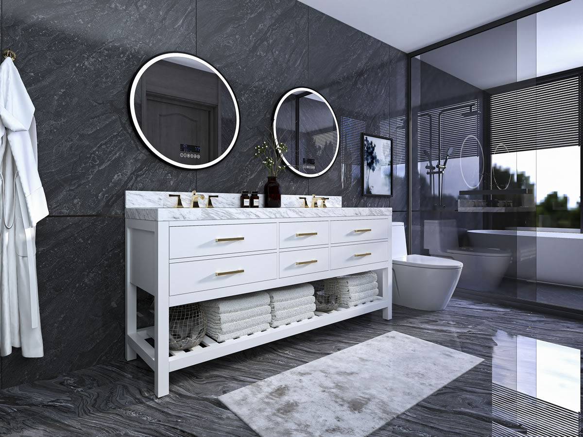 Elizabeth 72" Dual Sink His & Hers Vanity with Italian Carrara Marble Top - by Ancerre Design