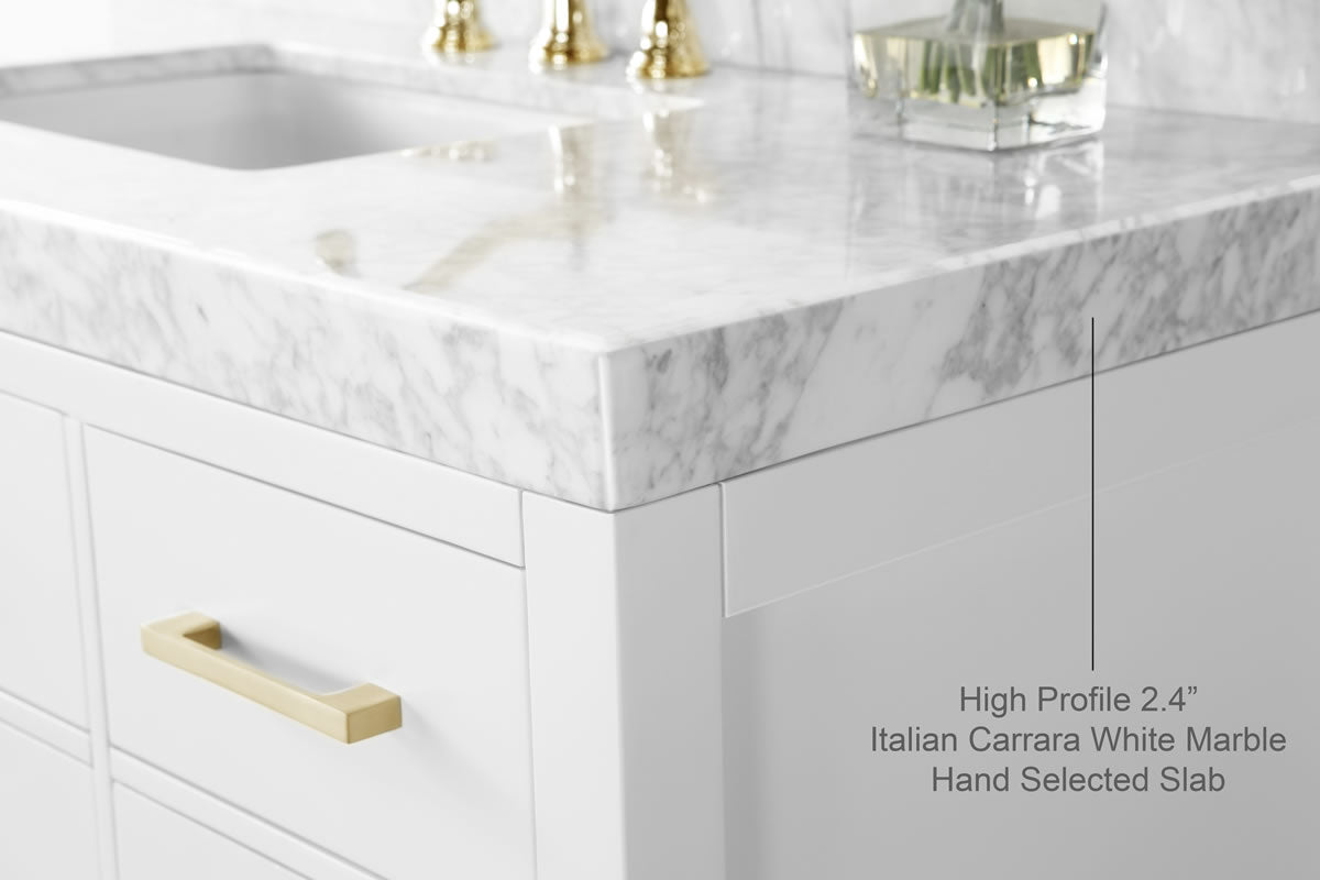 Elizabeth 72" Dual Sink His & Hers Vanity with Italian Carrara Marble Top - by Ancerre Design