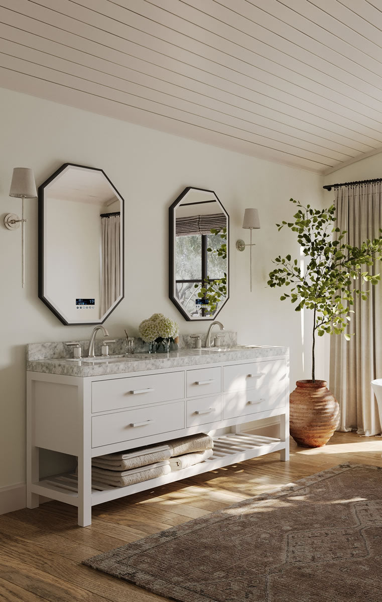 Elizabeth 72" Dual Sink His & Hers Vanity with Italian Carrara Marble Top - by Ancerre Design