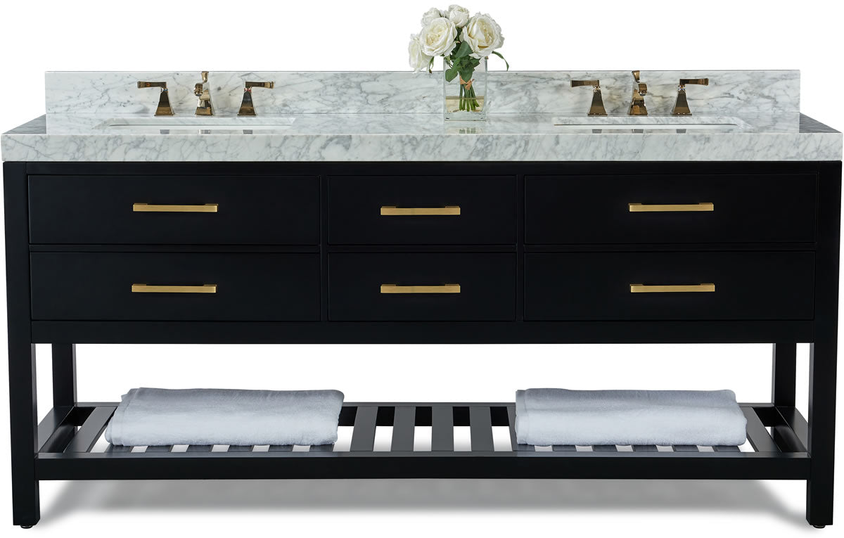 Elizabeth 72" Dual Sink His & Hers Vanity with Italian Carrara Marble Top - by Ancerre Design