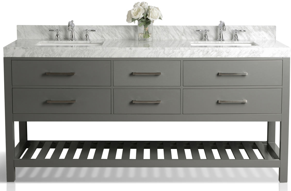 Elizabeth 72" Dual Sink His & Hers Vanity with Italian Carrara Marble Top - by Ancerre Design