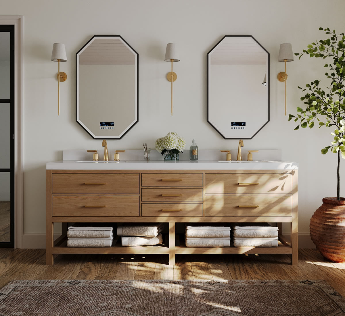 Elizabeth Solid Wood Vanity in 48", 60" or 84" Wide, with Quartz Top - by Ancerre Designs