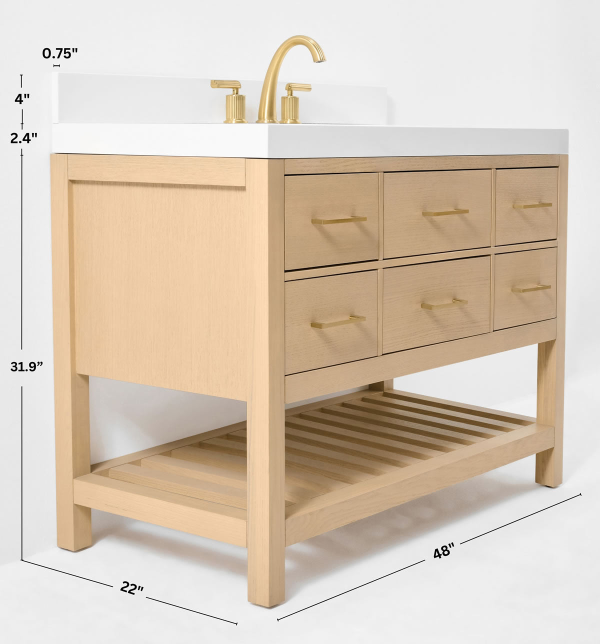 Elizabeth Solid Wood Vanity in 48", 60" or 84" Wide, with Quartz Top - by Ancerre Designs