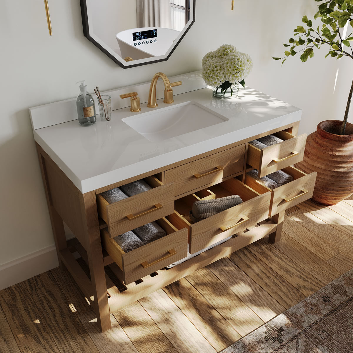 Elizabeth Solid Wood Vanity in 48", 60" or 84" Wide, with Quartz Top - by Ancerre Designs