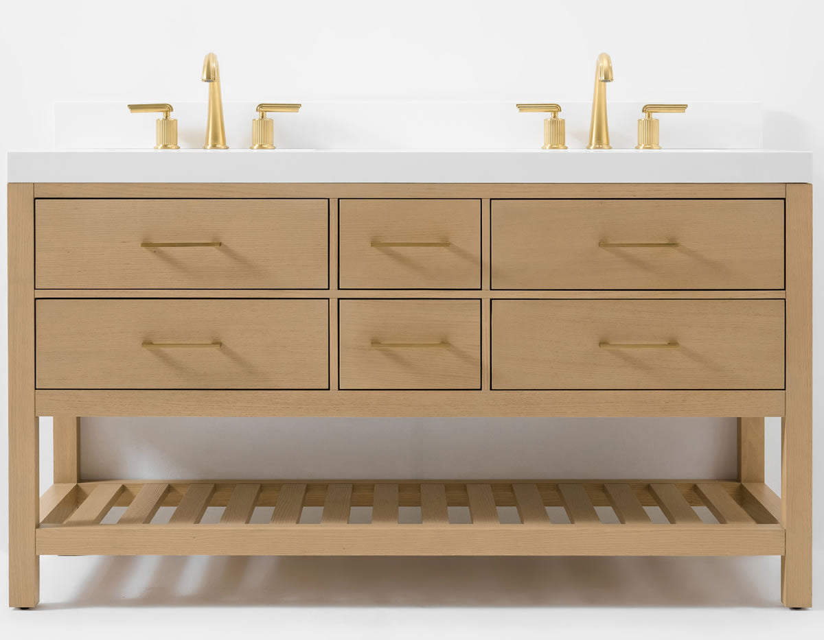Elizabeth Solid Wood Vanity in 48", 60" or 84" Wide, with Quartz Top - by Ancerre Designs