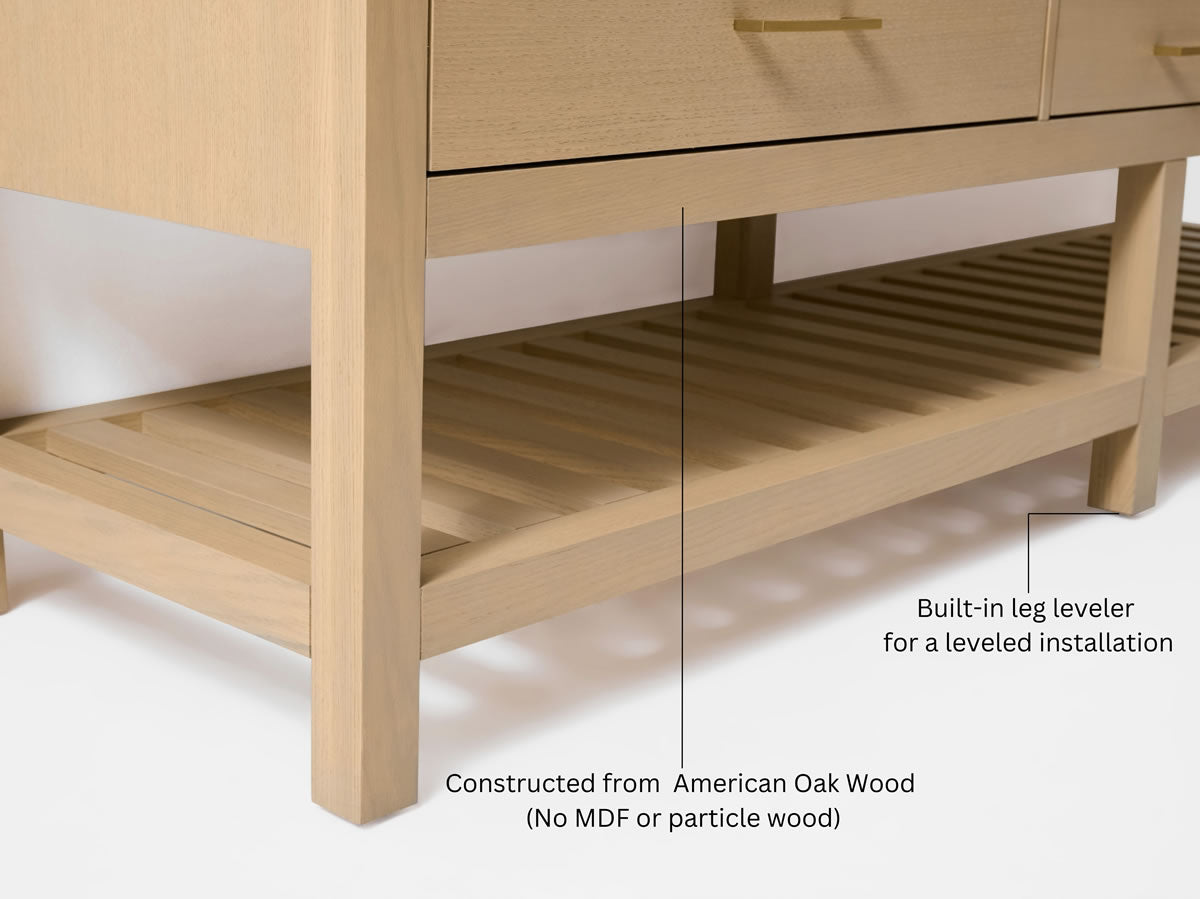 Elizabeth Solid Wood Vanity in 48", 60" or 84" Wide, with Quartz Top - by Ancerre Designs