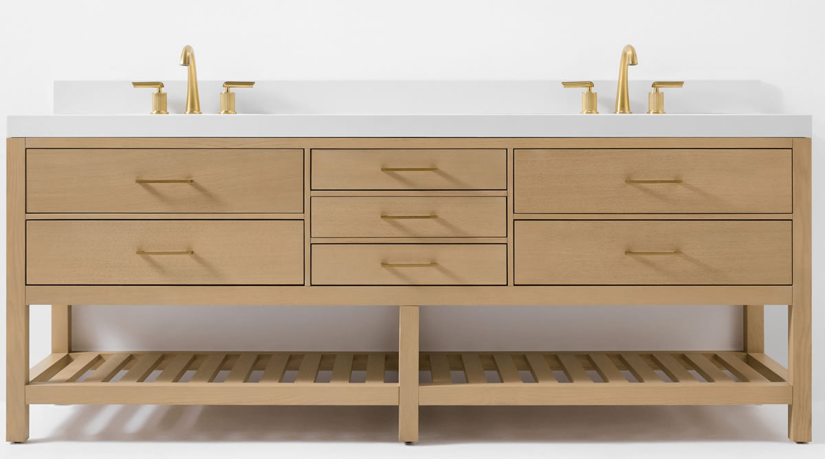 Elizabeth Solid Wood Vanity in 48", 60" or 84" Wide, with Quartz Top - by Ancerre Designs