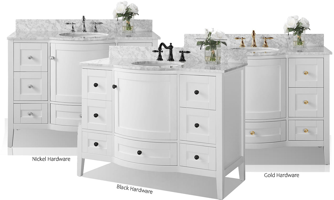 Lauren 48" Hancrafted Solid Wood White Vanity with Italian Carrara Marble Top - by Ancerre Designs