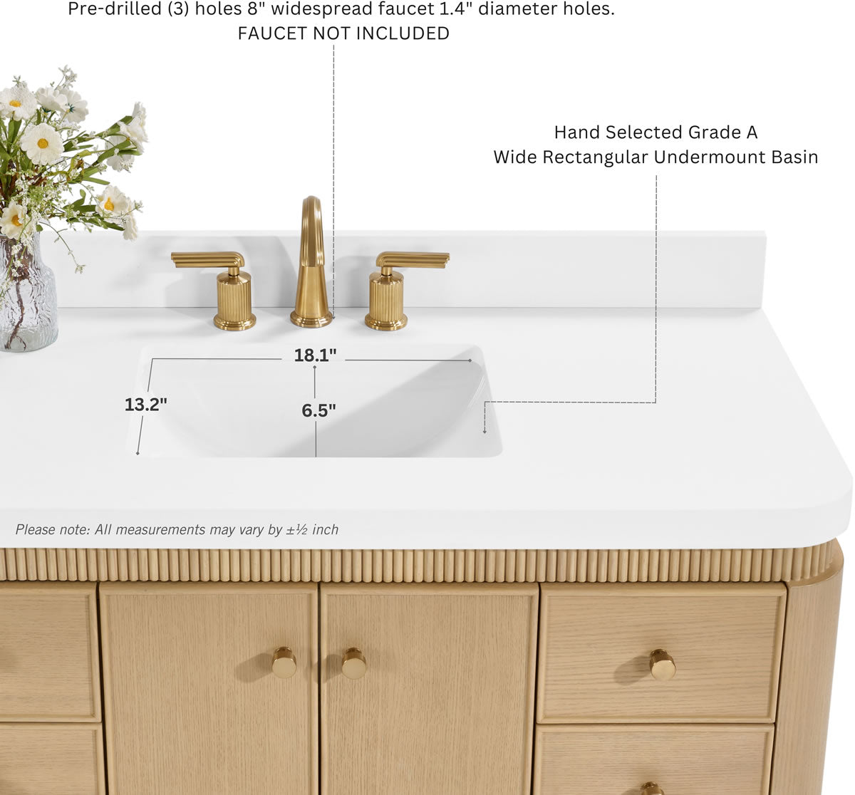 Aston 84" American or Chestnut Oak Solid Wood Vanity - White Quartz Top - by Ancerre Designs