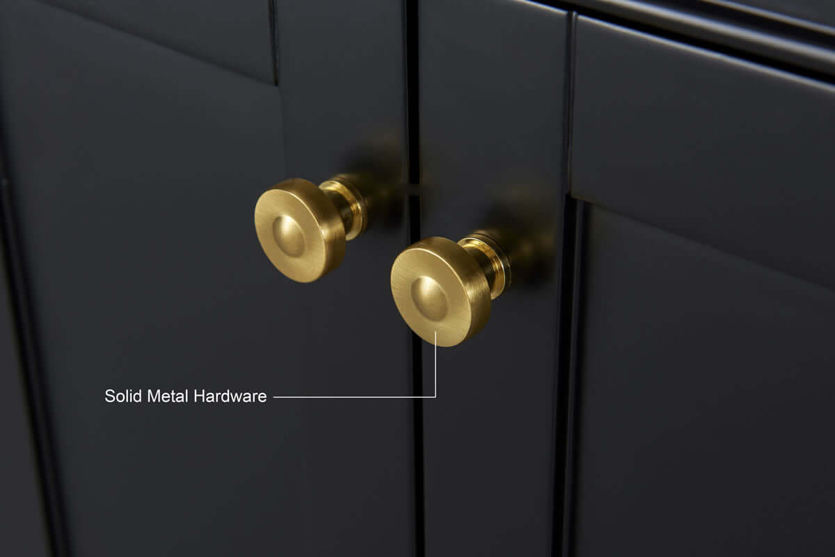 Audrey 84" Black, White, or Oak Solid Wood Vanities - Alpine White Quartz Tops - by Ancerre Designs - Perfect Makeup Mirrors