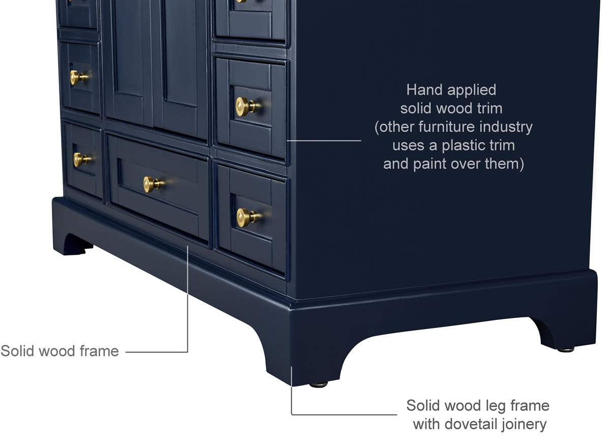Audrey 48" Blue or Oak Solid Wood Vanity - Quartz or Marble Top  - by Ancerre Designs