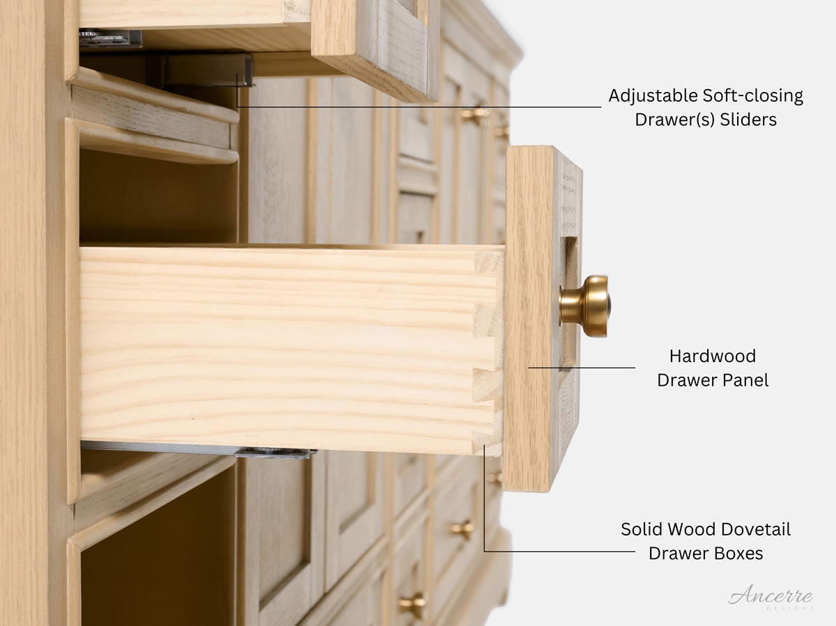 Audrey 48" Blue or Oak Solid Wood Vanity - Quartz or Marble Top  - by Ancerre Designs