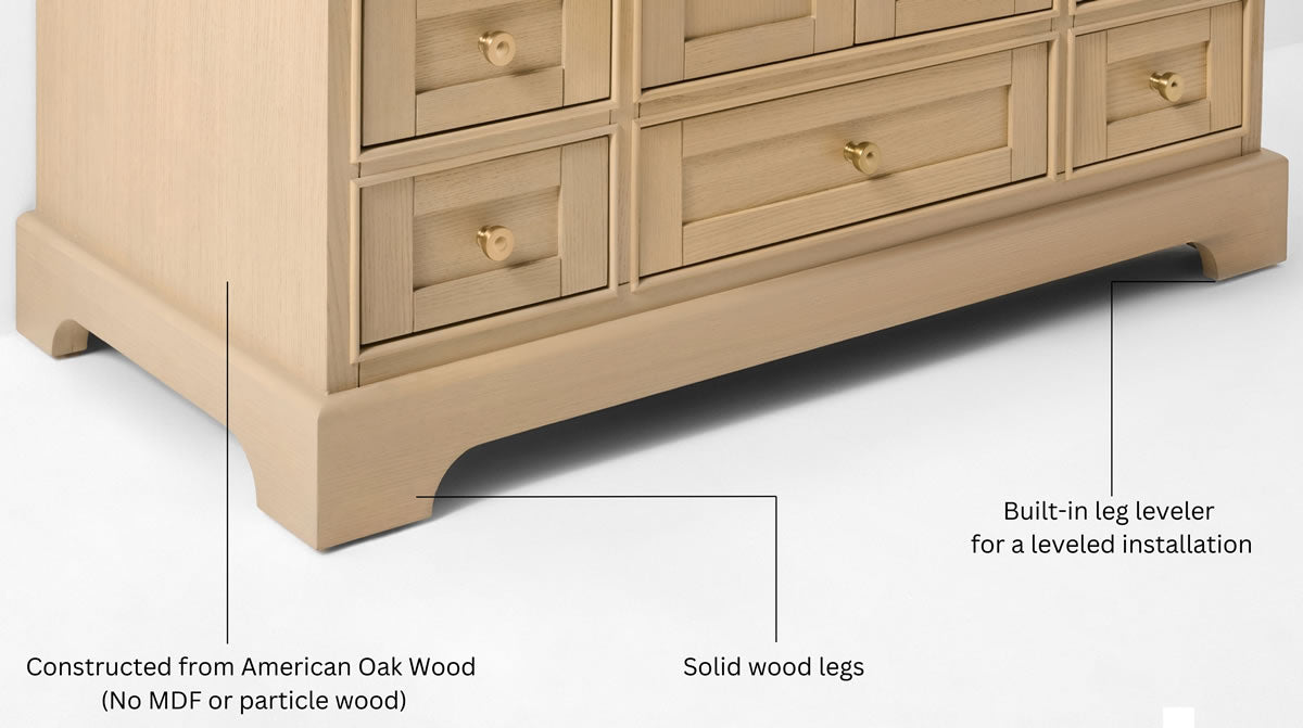 Audrey 48" Blue or Oak Solid Wood Vanity - Quartz or Marble Top  - by Ancerre Designs