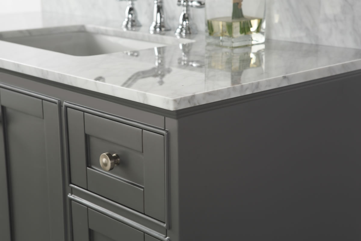 Audrey 48" Black or Gey Solid Wood Vanity - Italian Carrara Marble Top - by Ancerre Designs