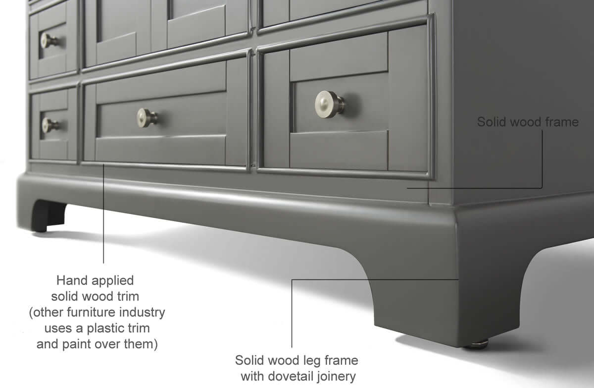Audrey 84" White or Grey Solid Wood Vanities - Alpine White Quartz Tops - by Ancerre Designs - Perfect Makeup Mirrors