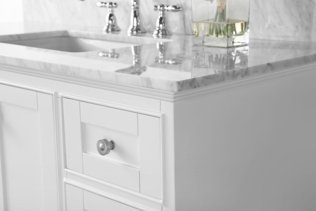 Audrey 84" White or Grey Solid Wood Vanities - Alpine White Quartz Tops - by Ancerre Designs