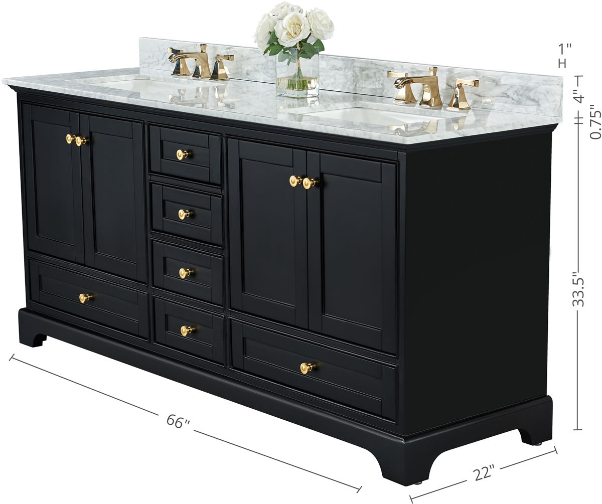 Dimensions - Audrey 66" Wide Black Onyx