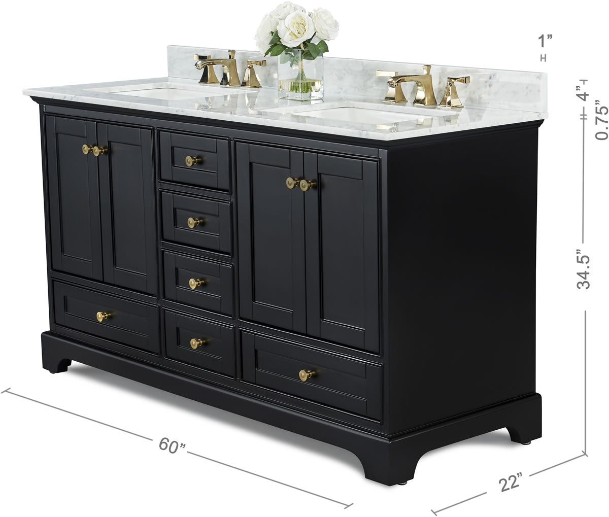 Dimensions - Audrey 60" Wide Black Onyx