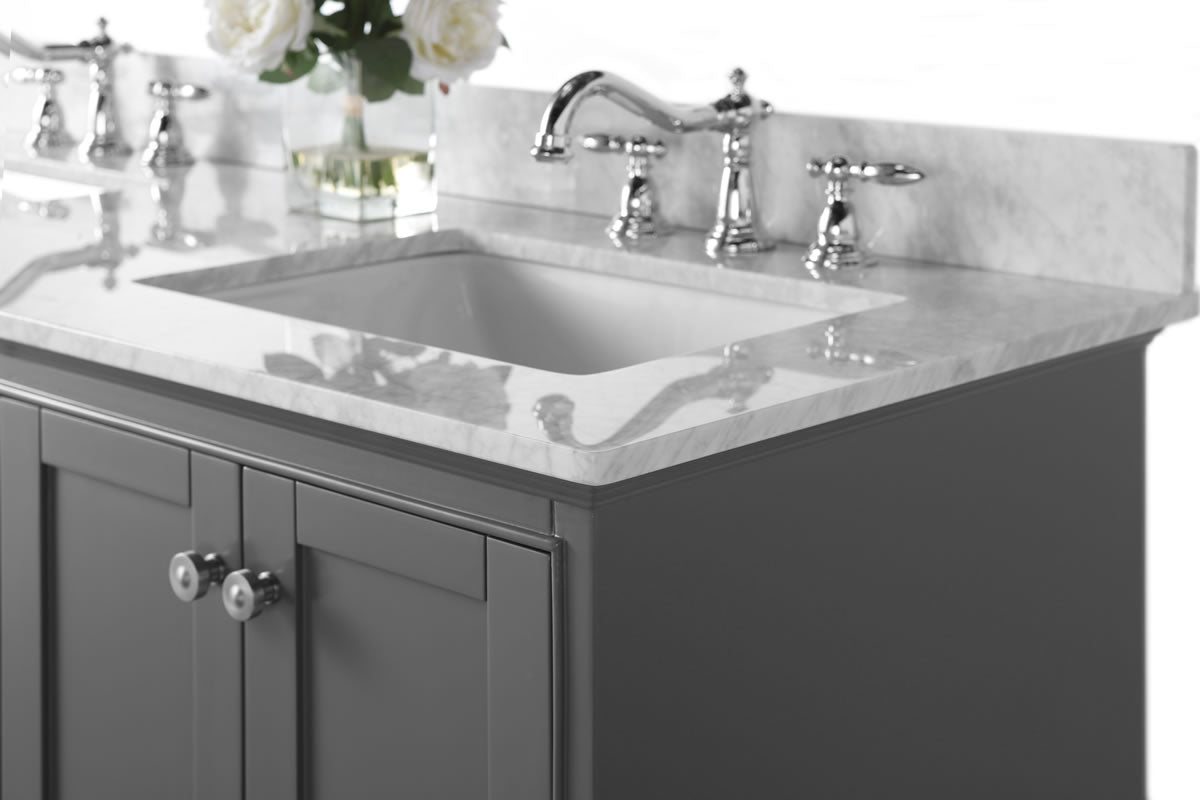 Audrey 60" & 66" Black or Gey Solid Wood Vanities - Italian Carrara Marble Tops - by Ancerre Designs