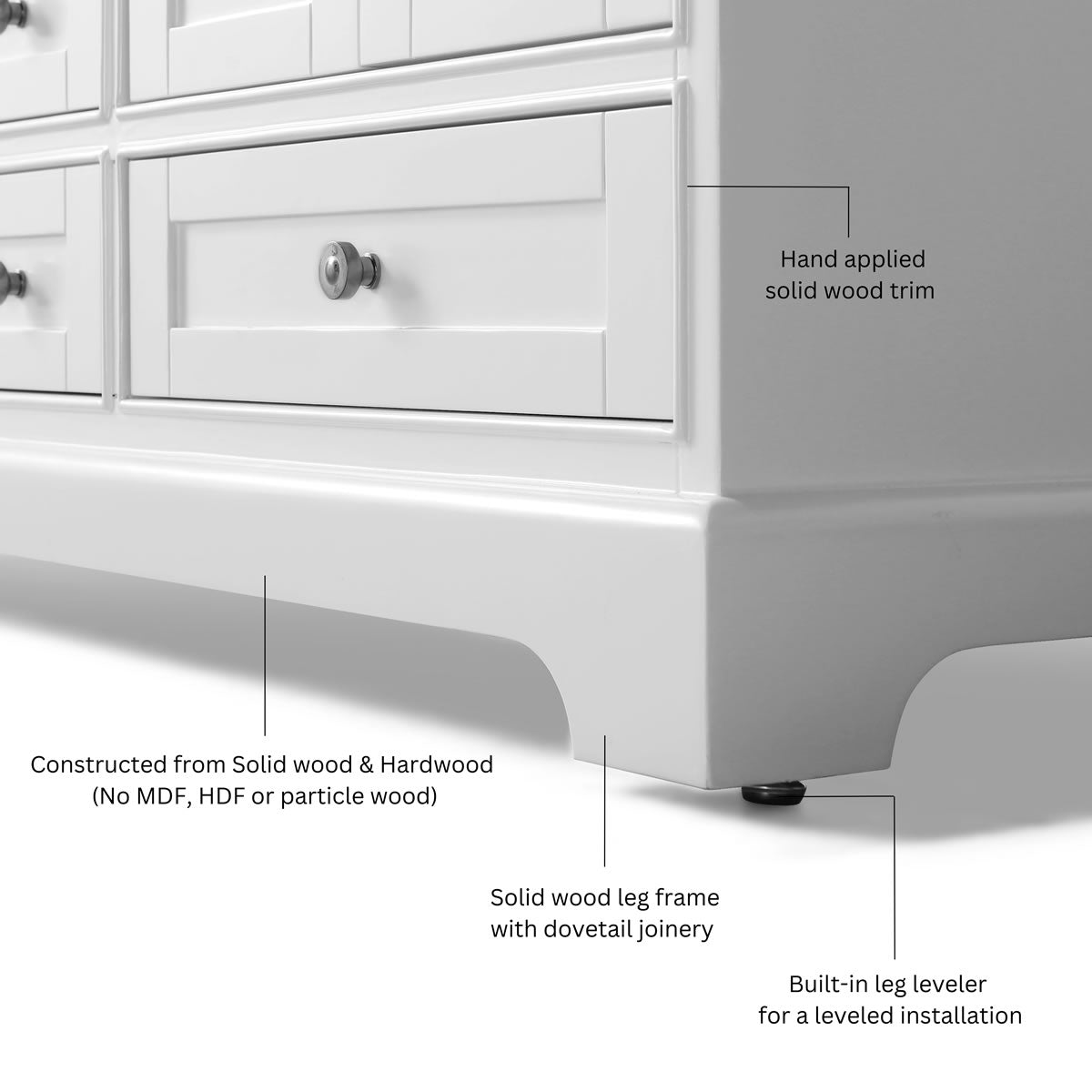 Audrey 84" White or Grey Solid Wood Vanities - Alpine White Quartz Tops - by Ancerre Designs