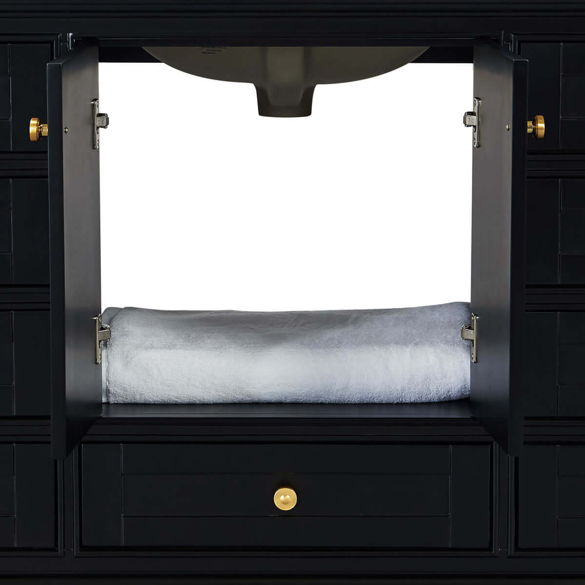 Audrey 84" Black, White, or Oak Solid Wood Vanities - Alpine White Quartz Tops - by Ancerre Designs - Perfect Makeup Mirrors