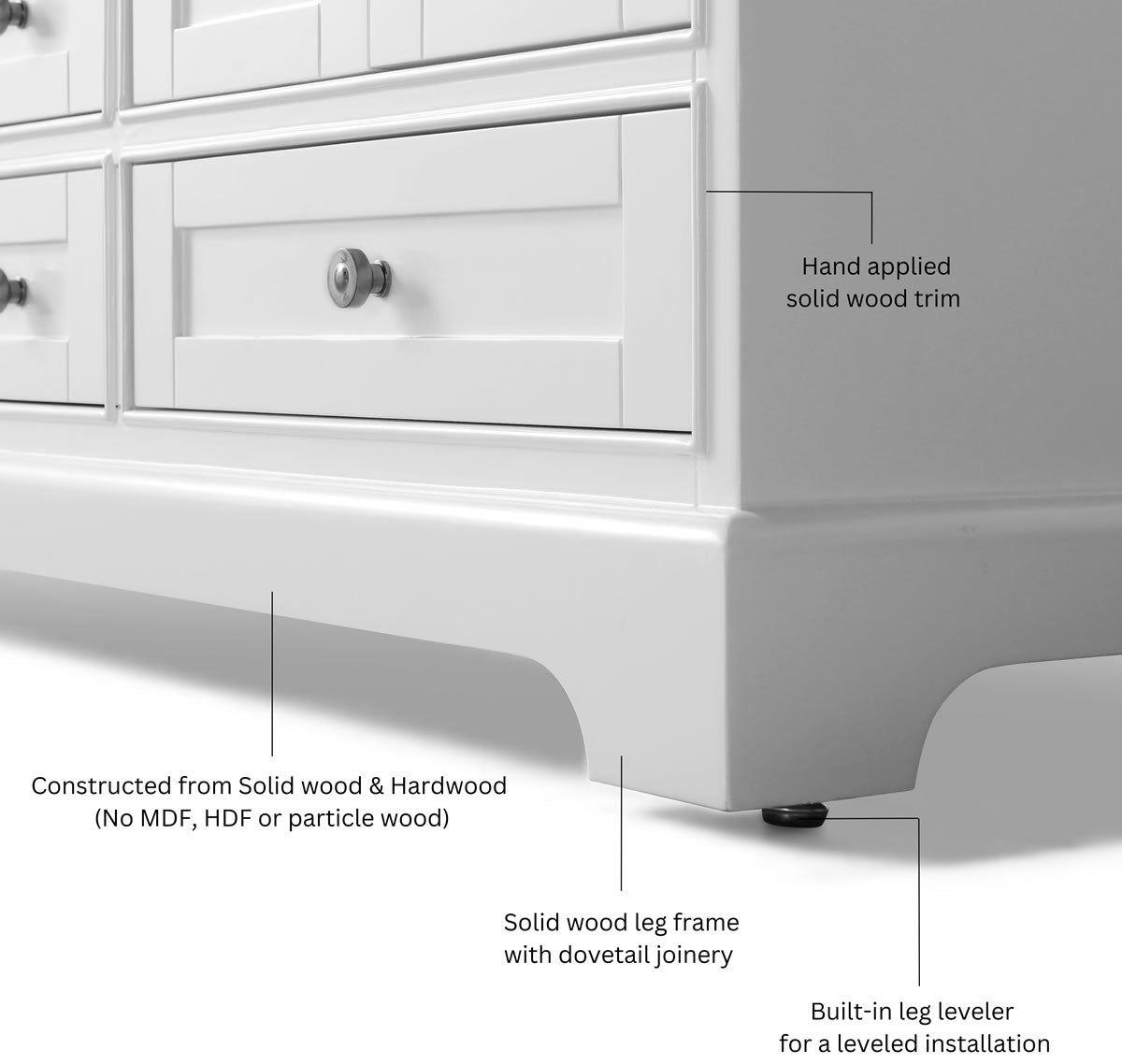 Audrey 60" & 66" White Solid Wood Vanities - Italian Carrara Marble Tops - by Ancerre Design