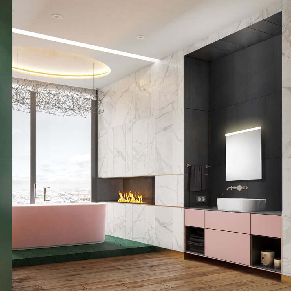 Sidler Xamo 2-Door LED Medicine Cabinet – 19" or 23" Wide with Night Light & Interior Outlets - Perfect Makeup Mirrors