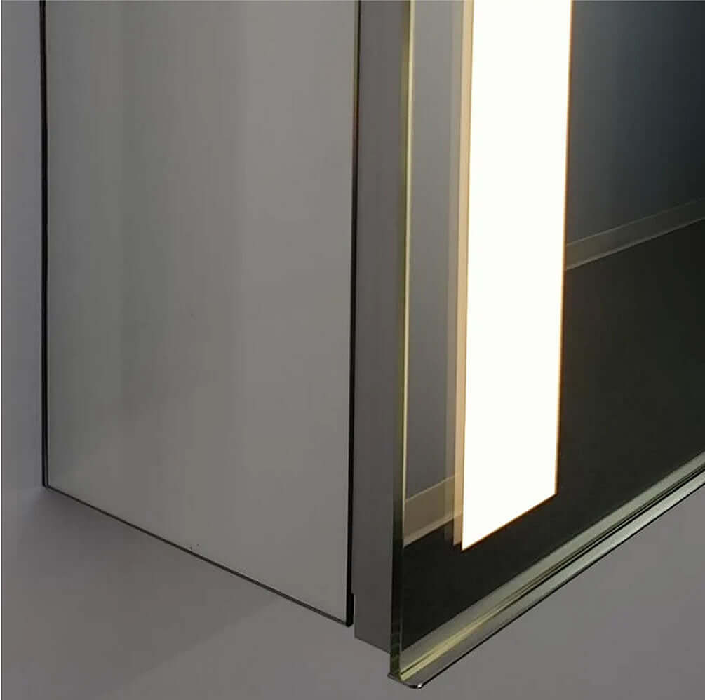 Sidler Sidelight 23", 31", 35", and 47" Wide LED Medicine Cabinet opens Vertically - Perfect Makeup Mirrors