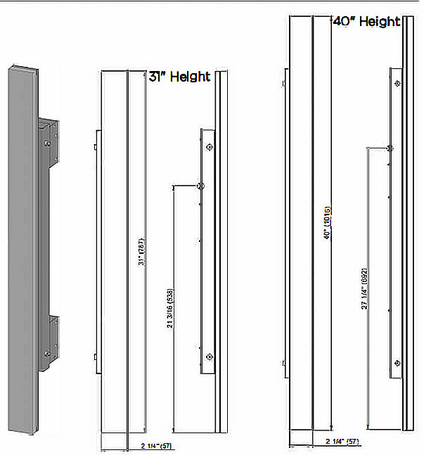 Modello Vertical Lighting Units are available to match 31" High and 40" High Cabinets