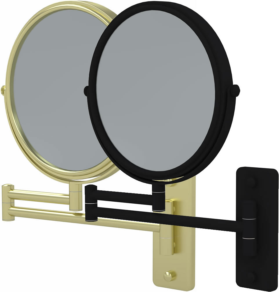 Mirror Image 211 Series in Brushed Brass and Matte Black, 5x or 10x Magnification