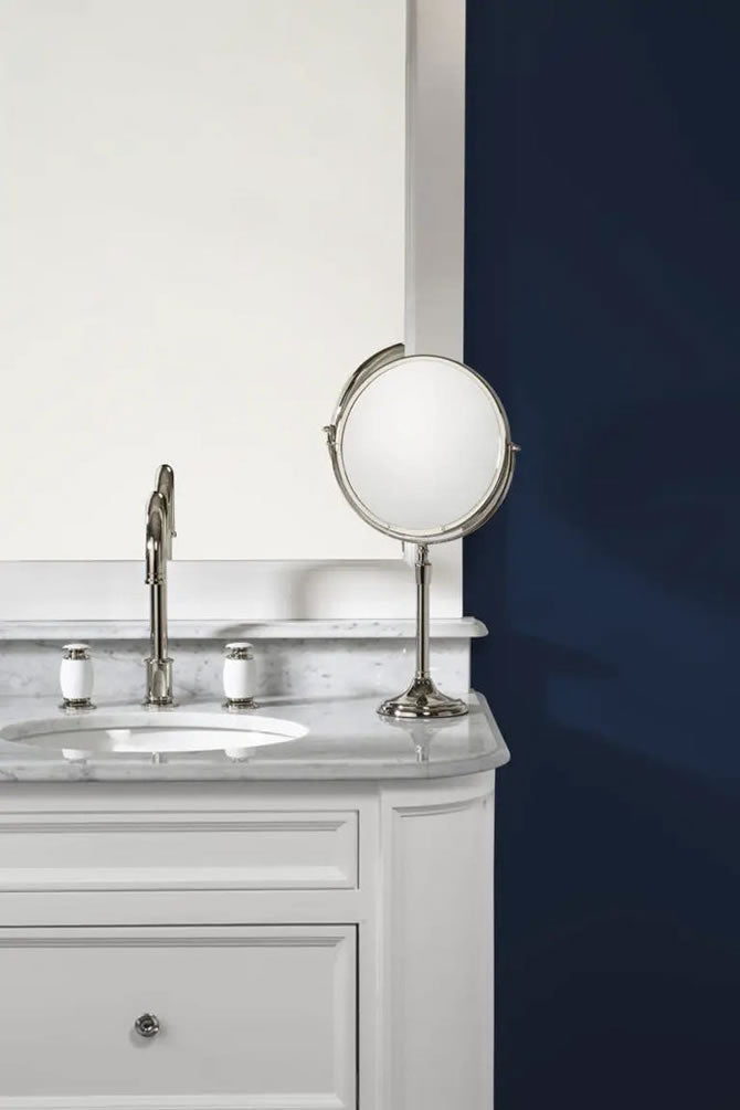Miroir Brot Patrimoine Free-Standing Makeup Mirror in Polished Nickel