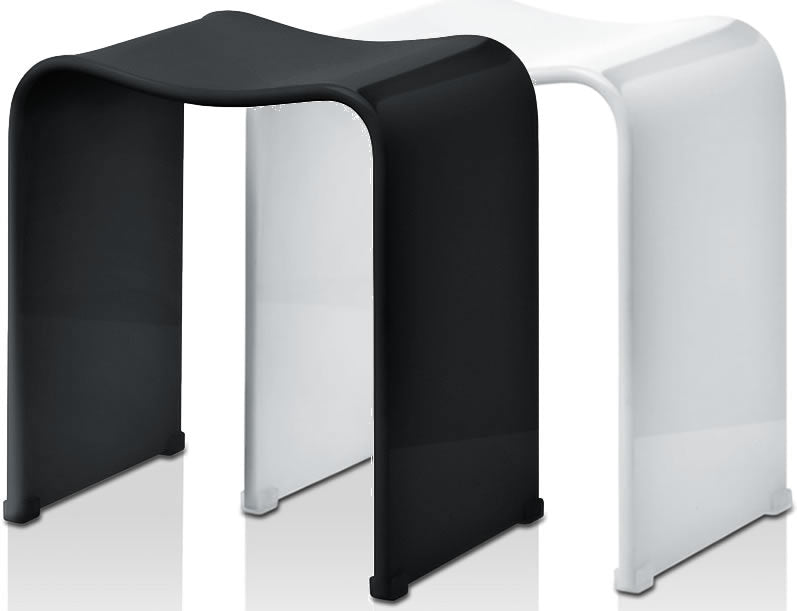 High Gloss Acrylic Shower Seats - Black or White
