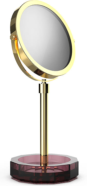 KRISTALL Series 5x/1x Cosmetic Mirror 24k Gold/Burgundy