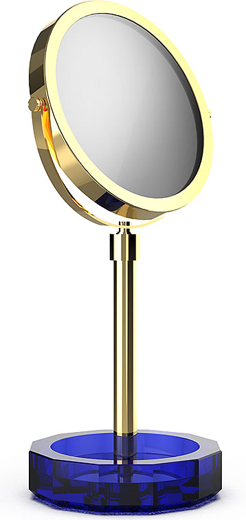 KRISTALL Series 5x/1x Cosmetic Mirror 24k Gold/Capri Blue