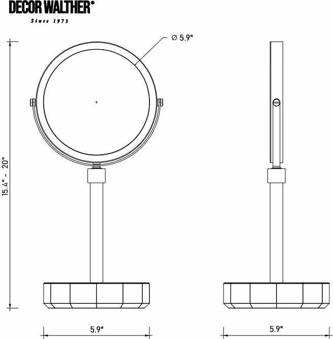 Decor Walther KRISTALL Makeup Mirror Dimentional Drawing