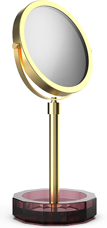 KRISTALL Series 5x/1x Cosmetic Mirror Matte 24k Gold/Burgindy